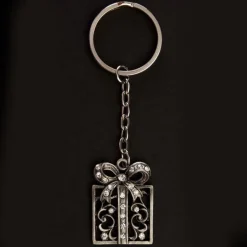 Pewter Present Keyring Fashion