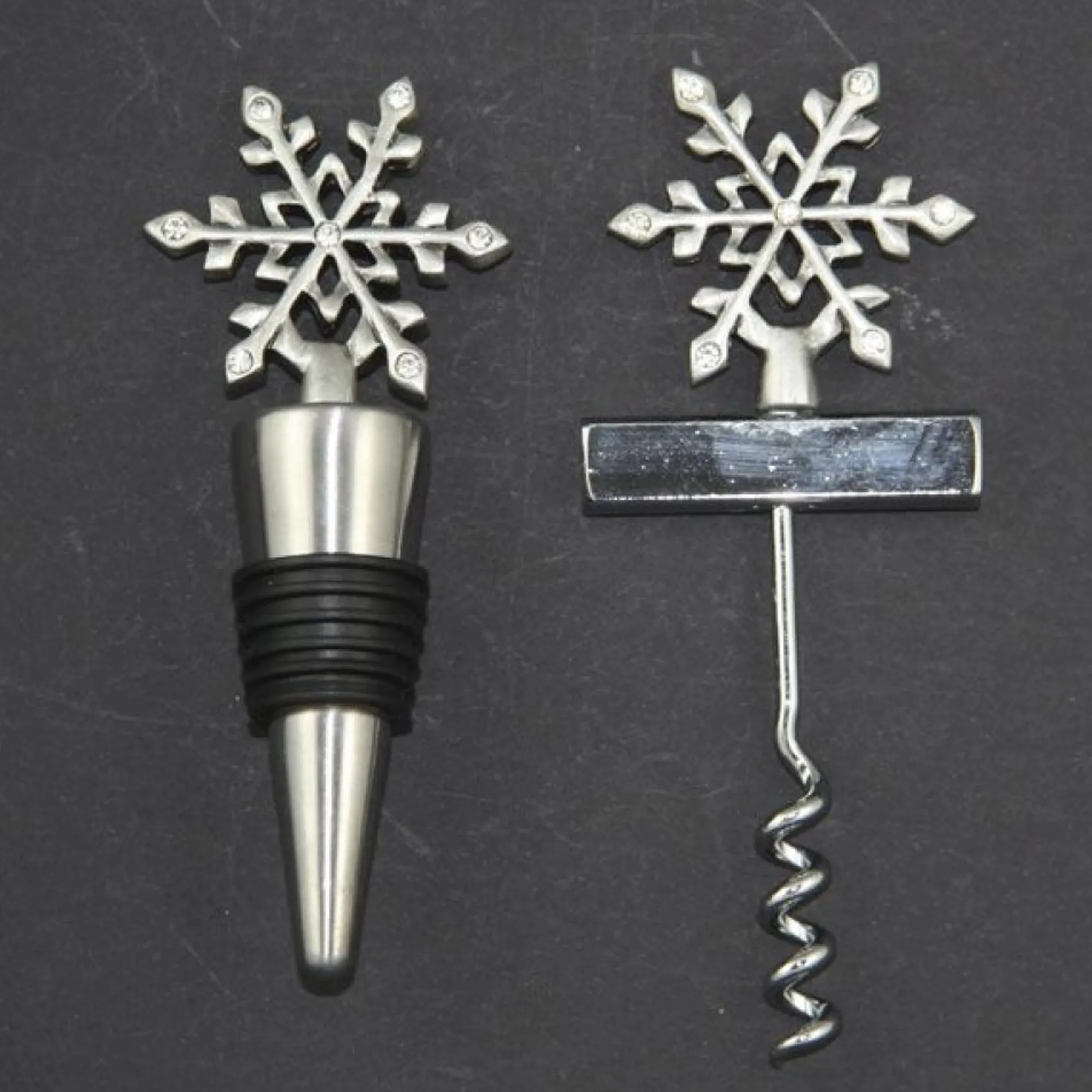 Pewter Snowflake Corkscrew and Bottle Stopper Gift Set Best