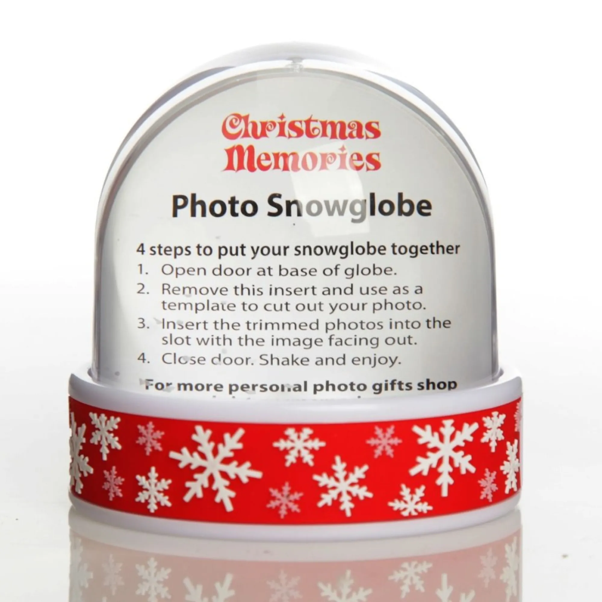 Photo Snow Dome - Red Snowflakes Clearance