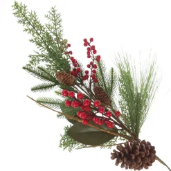 Pinecone and Red Berry Mixed Leaf Christmas Spray Store