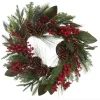 Pinecone and Red Berry Mixed Leaf Christmas Wreath Clearance