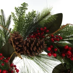 Pinecone and Red Berry Mixed Leaf Christmas Wreath Clearance