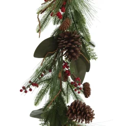 Pinecone and Red Berry Mixed Leaf Christmas Garland Store
