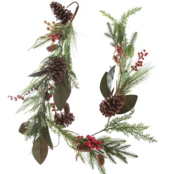 Pinecone and Red Berry Mixed Leaf Christmas Garland Store