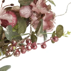 Pink and Champagne Glitter Ball Floral Christmas Wreath Discount