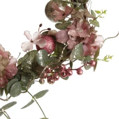 Pink and Champagne Glitter Ball Floral Christmas Wreath Discount