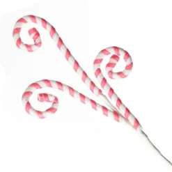 Pink and White Velvet Candy Cane Pick New