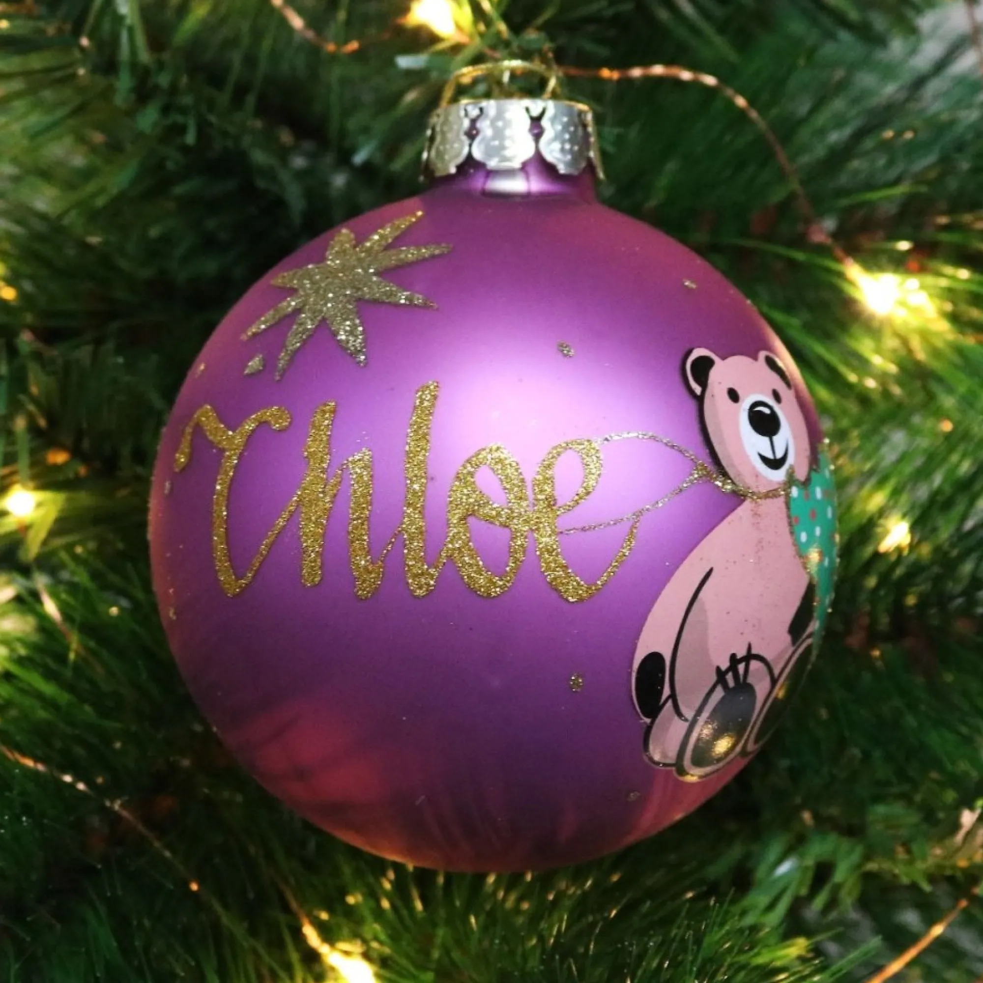 Pink Christmas Bear with Tree Bauble Sale
