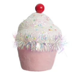 Pink Cupcake with Frosting and Sprinkles Christmas Tree Decoration Fashion