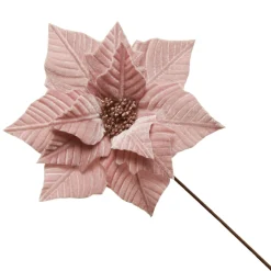 Pink Embossed Poinsettia Flower Stem with Glitter Centre Outlet