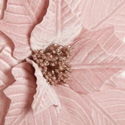 Pink Embossed Poinsettia Flower Stem with Glitter Centre Outlet