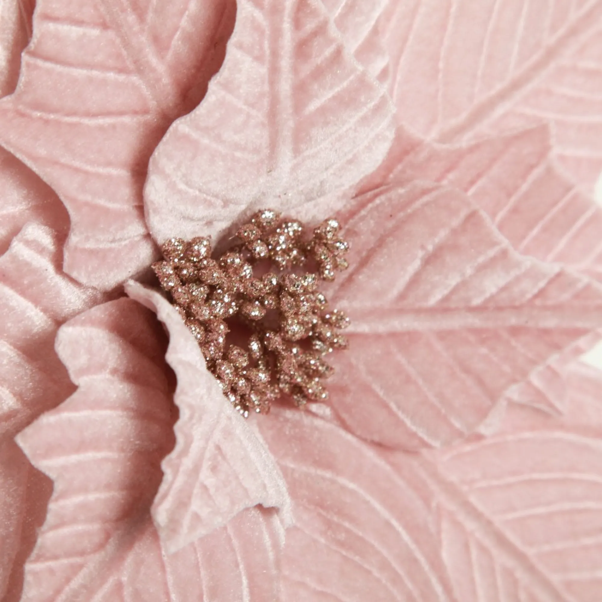 Pink Embossed Poinsettia Flower Stem with Glitter Centre Outlet