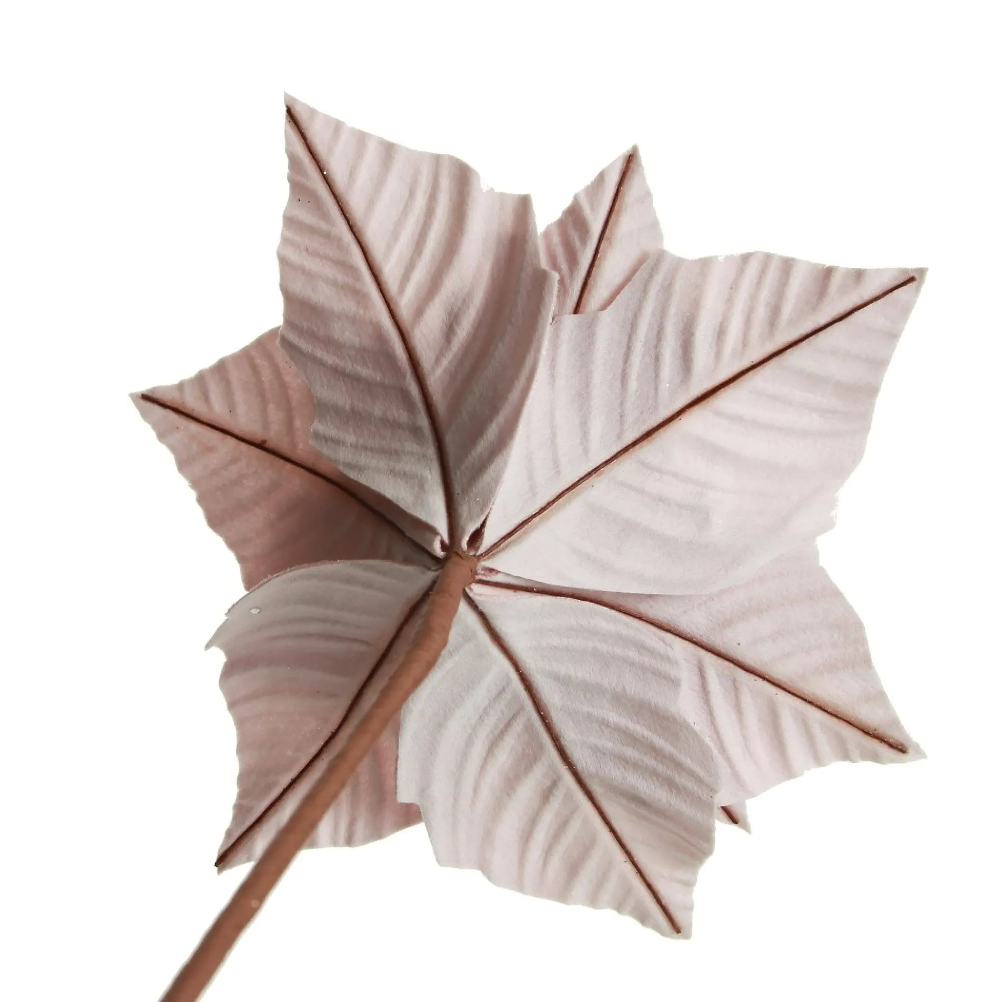 Pink Embossed Poinsettia Flower Stem with Glitter Centre Outlet