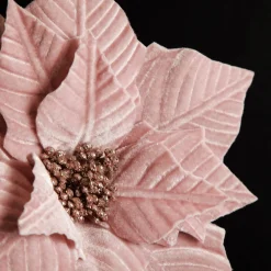 Pink Embossed Poinsettia Flower Stem with Glitter Centre Outlet