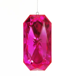 Pink Emerald Cut Gem Christmas Hanging Decoration Hot