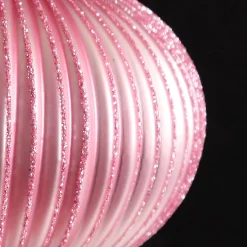Pink Glass Ribbed Onion Christmas Bauble Clearance