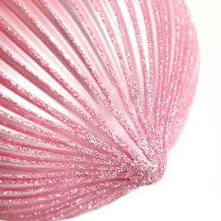 Pink Glass Ribbed Onion Christmas Bauble Clearance