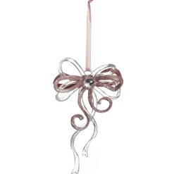 Pink Glitter and Clear Acrylic Bow Tree Decoration Sale