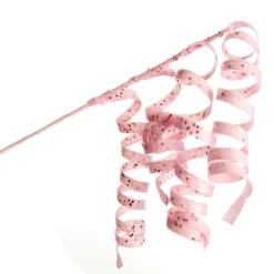 Pink Glitter Curly Ribbon Christmas Pick Sale