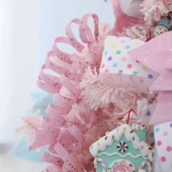 Pink Glitter Curly Ribbon Christmas Pick Sale