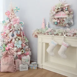 Pink Glitter Curly Ribbon Christmas Pick Sale