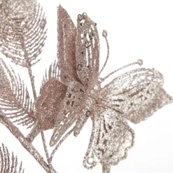 Pink Glitter Feathers with Butterfly Spray Pick Online