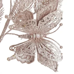 Pink Glitter Feathers with Butterfly Spray Pick Online