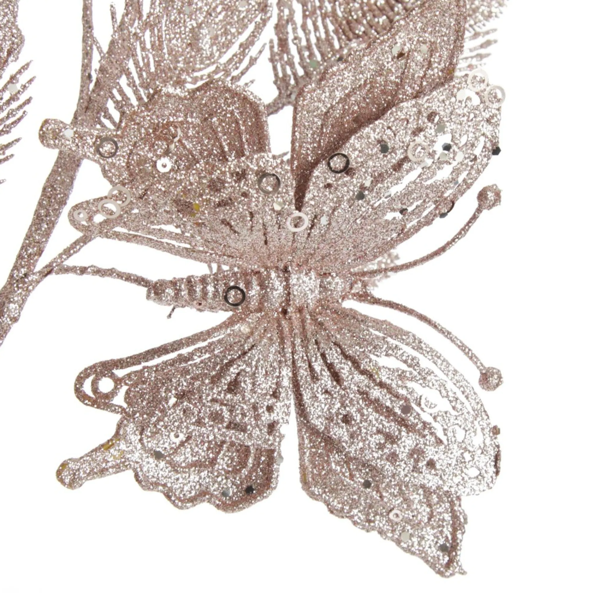 Pink Glitter Feathers with Butterfly Spray Pick Online