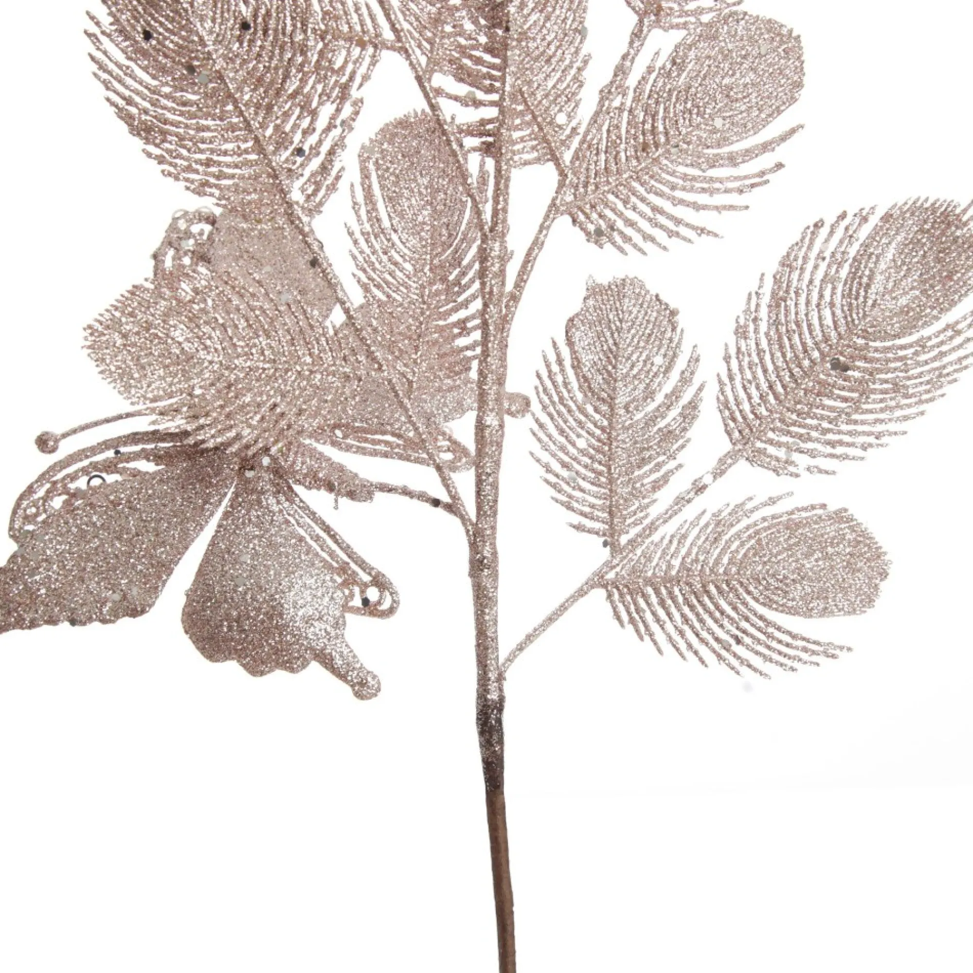 Pink Glitter Feathers with Butterfly Spray Pick Online