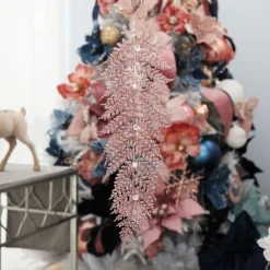 Pink Glitter Fern and Pearl Christmas Tree Decoration Outlet