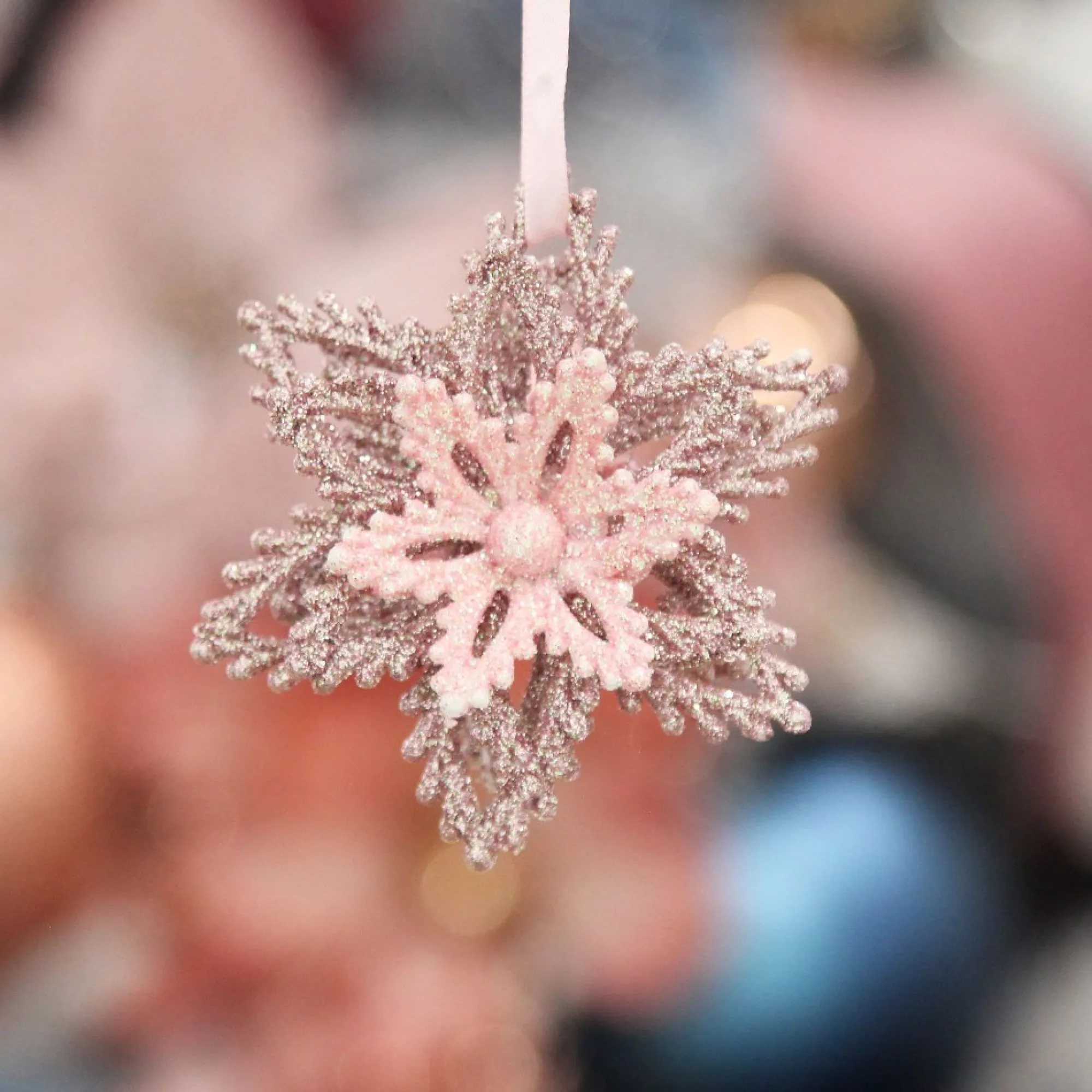 Pink Glitter Flower Christmas Tree Decoration Fashion