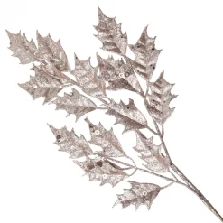 Pink Glitter Holly Leaf Spray Discount