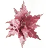 Pink Plum Sequin Poinsettia Flower Stem Online