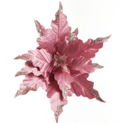 Pink Plum Sequin Poinsettia Flower Stem Online