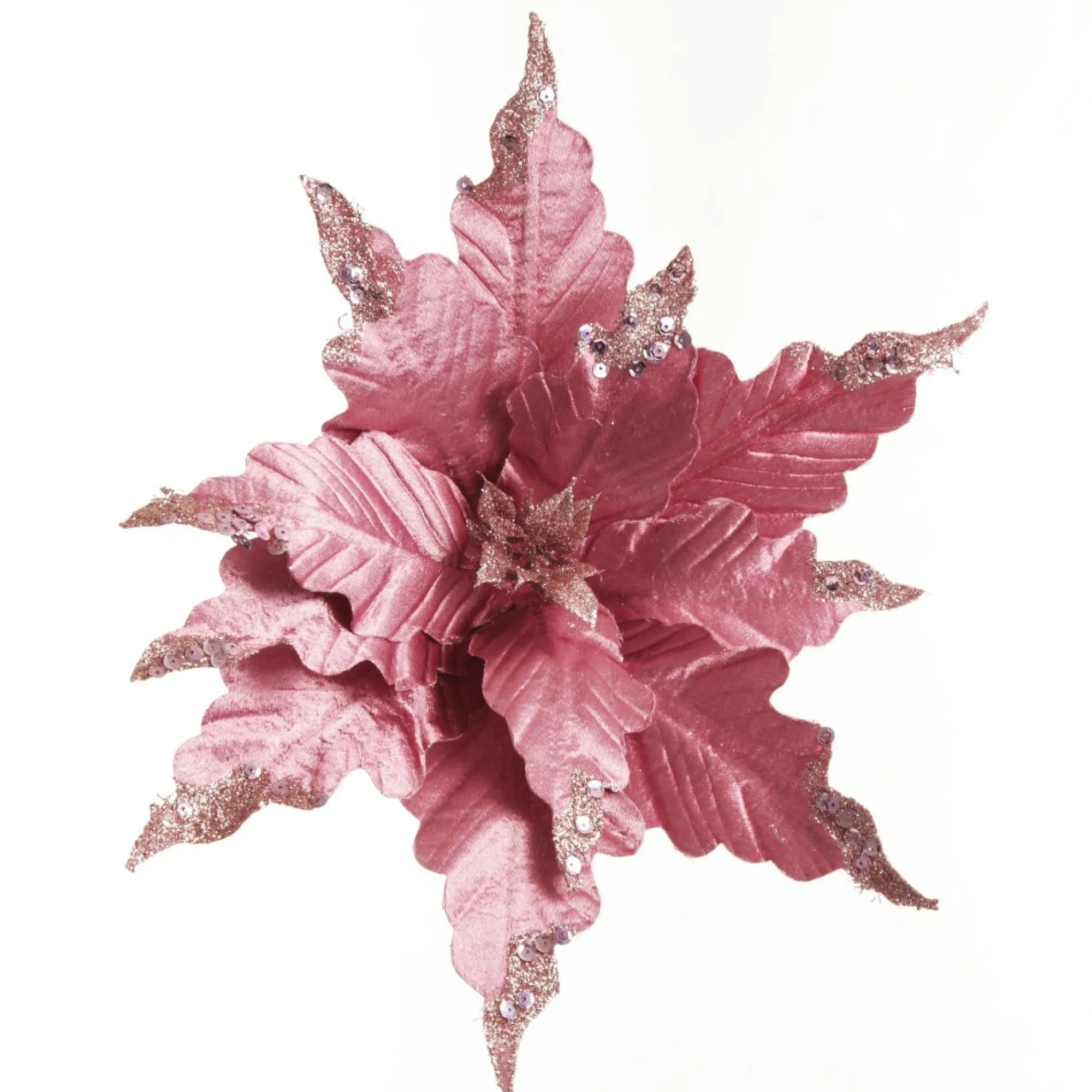 Pink Plum Sequin Poinsettia Flower Stem Online