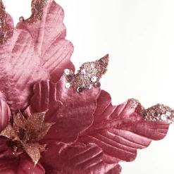 Pink Plum Sequin Poinsettia Flower Stem Online