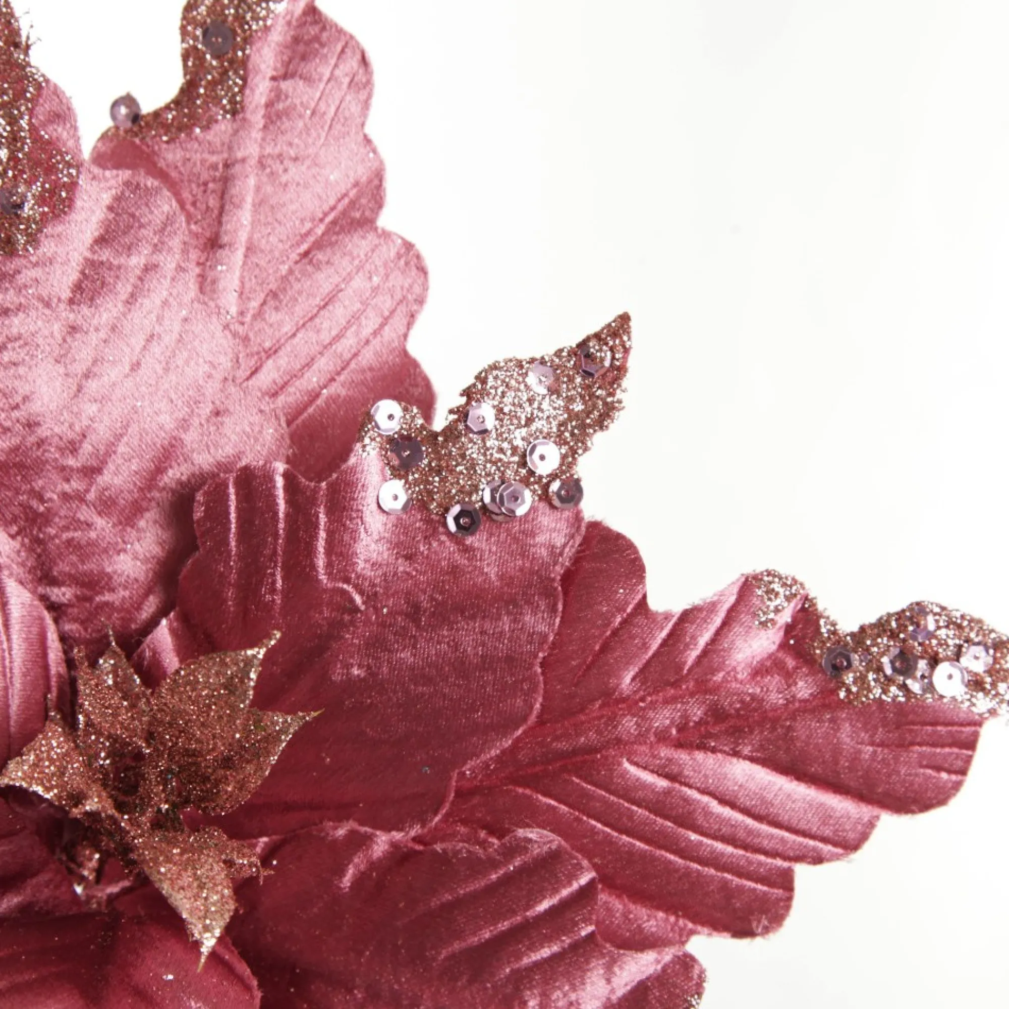 Pink Plum Sequin Poinsettia Flower Stem Online