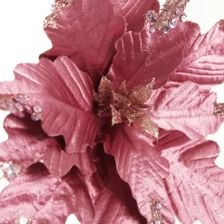 Pink Plum Sequin Poinsettia Flower Stem Online