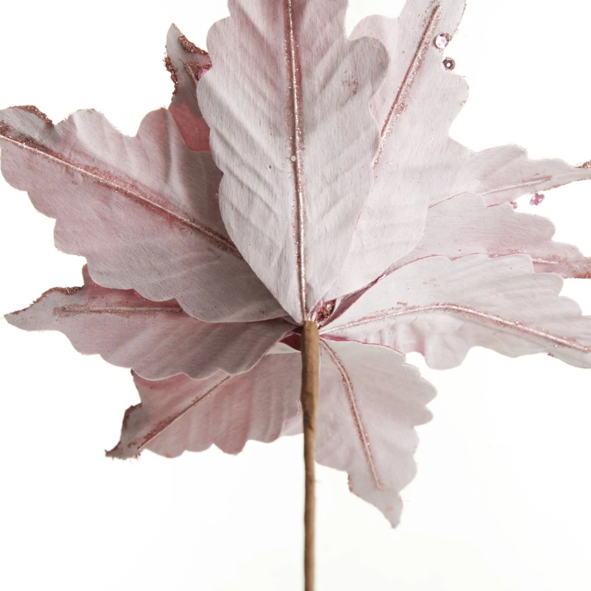 Pink Plum Sequin Poinsettia Flower Stem Online