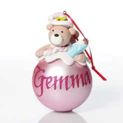 Pink Teddy Christmas Character Bauble Clearance