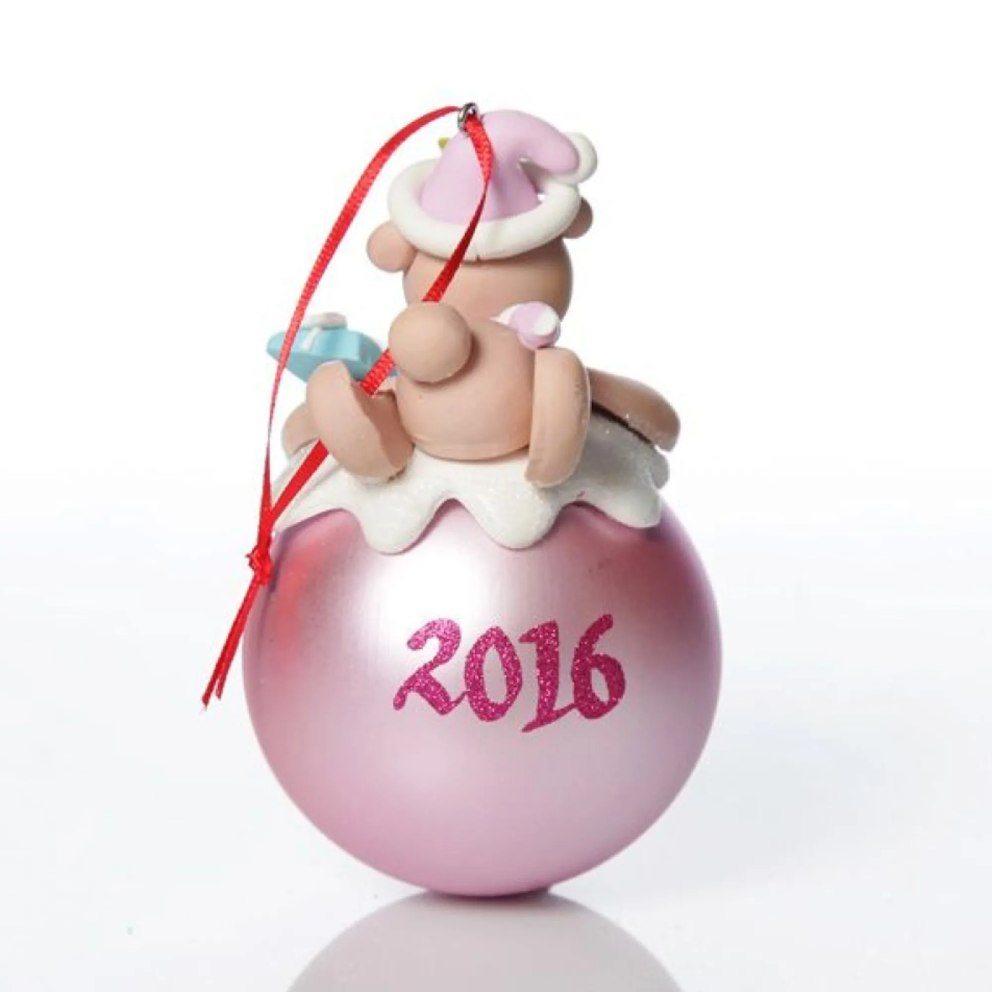Pink Teddy Christmas Character Bauble Clearance
