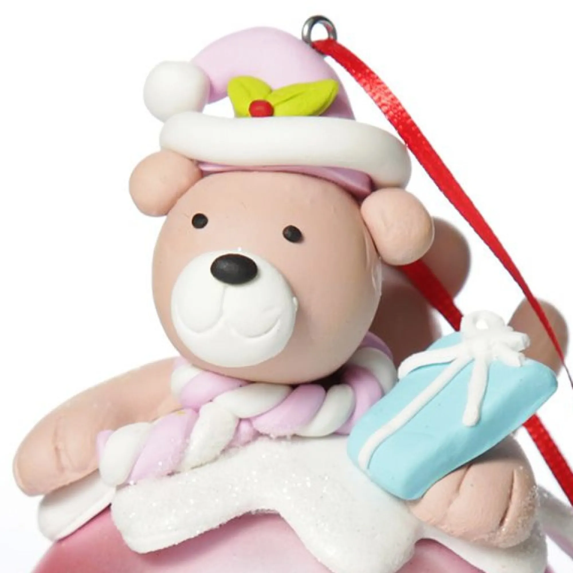 Pink Teddy Christmas Character Bauble Clearance