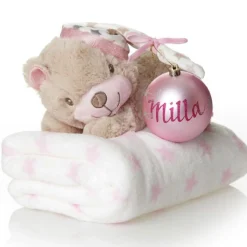 Pink Teddy with Blanket and Bauble Gift Pack Best