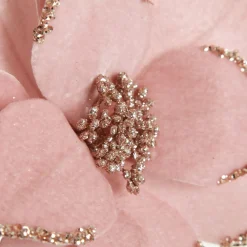 Pink Velour Poinsettia Flower Stem with Glitter Edge Cheap