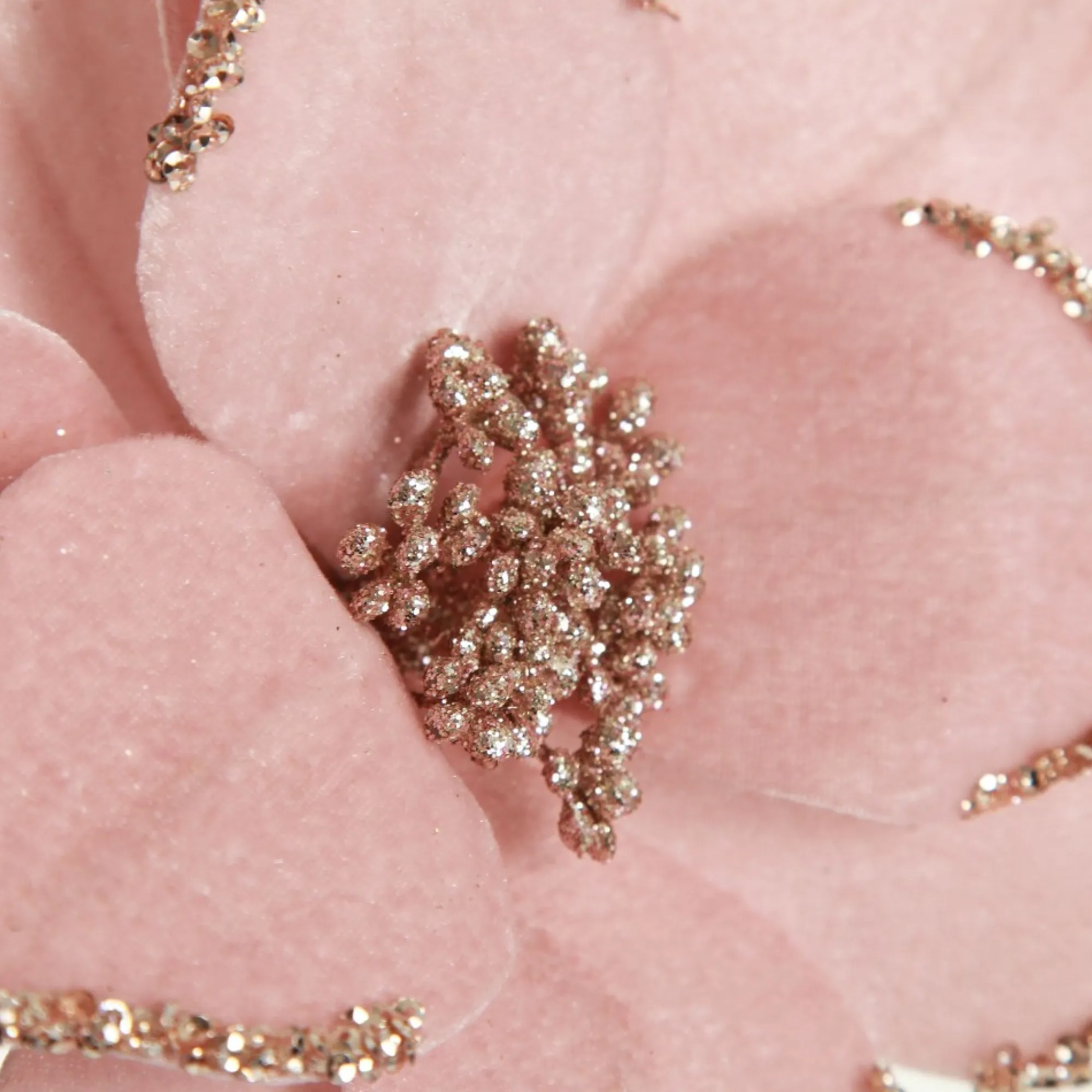 Pink Velour Poinsettia Flower Stem with Glitter Edge Cheap