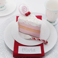 Pink Velvet Cake Slice with Frosting and Sprinkles Tree Decoration Online