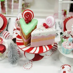 Pink Velvet Cake Slice with Frosting and Sprinkles Tree Decoration Online