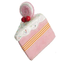 Pink Velvet Cake Slice with Frosting and Sprinkles Tree Decoration Online