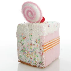 Pink Velvet Cake Slice with Frosting and Sprinkles Tree Decoration Online