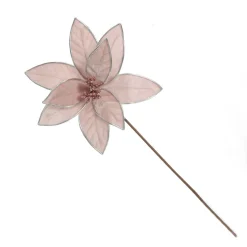 Pink Velvet Flower Stem with Silver Trim Hot